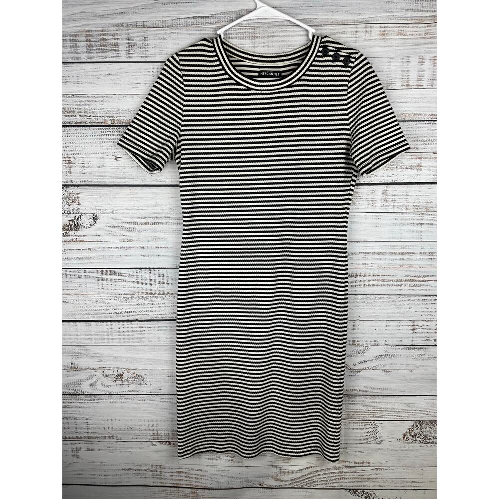 Mossimo Supply Co. Black & White Striped Short Sleeve Dress